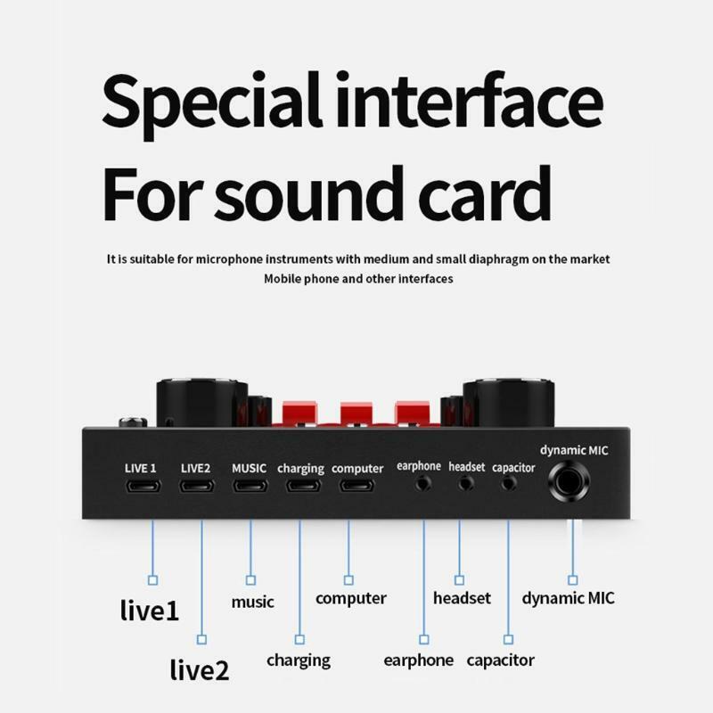 USB Sound Mixer Board with 16 Sound Effects Portable Voice Changer Sound Card