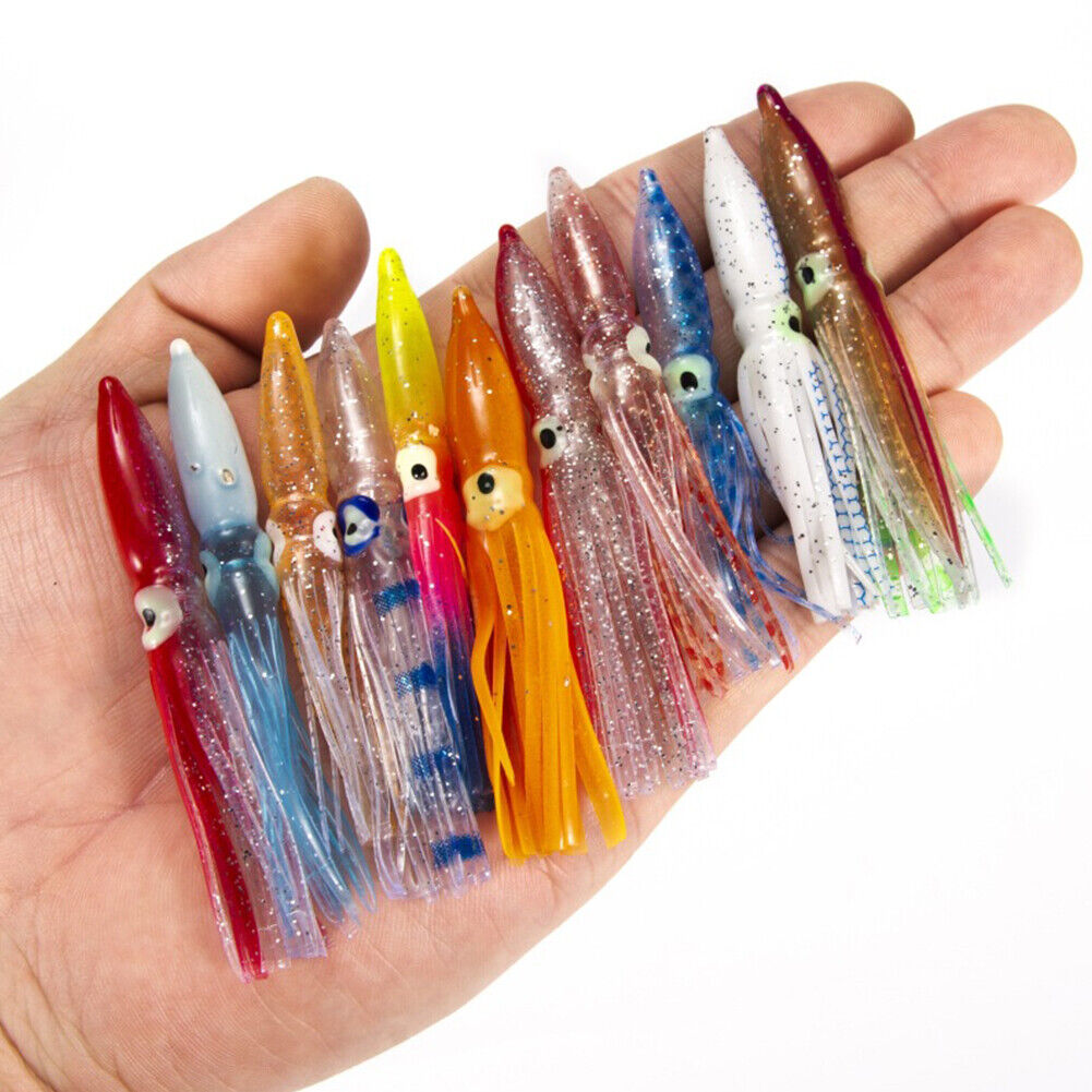 10pcs 8cm Squid Skirts Bionic Fishing Lures Crankbait Soft Swimbait Color