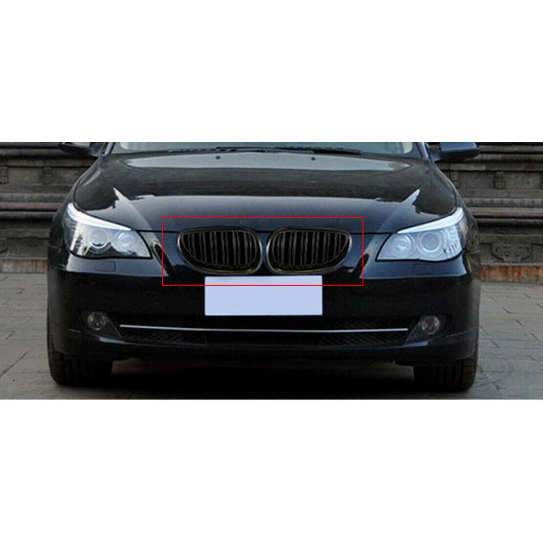 Front Kidney Twin Fins Gloss Grille Grill Fit for BMW E60 E61 M5 2003-2009