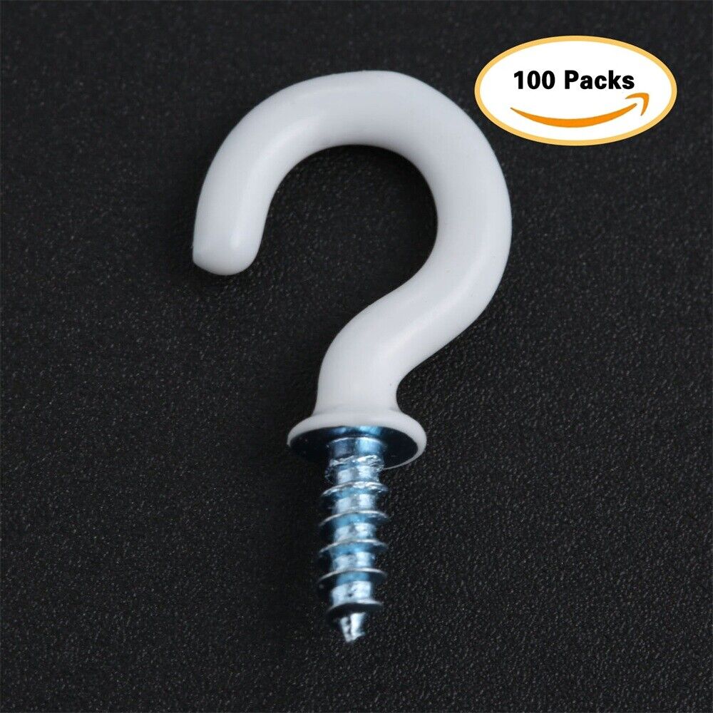 100Pcs 0.94" Strong Sharp Vinyl Coated Ceiling Hooks Space-saving Household Item