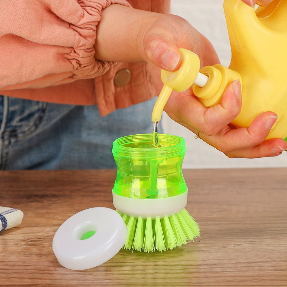 Removable Wash Pot Brush Cleaning Brushes Pot Dish Brush Soap Dispensers