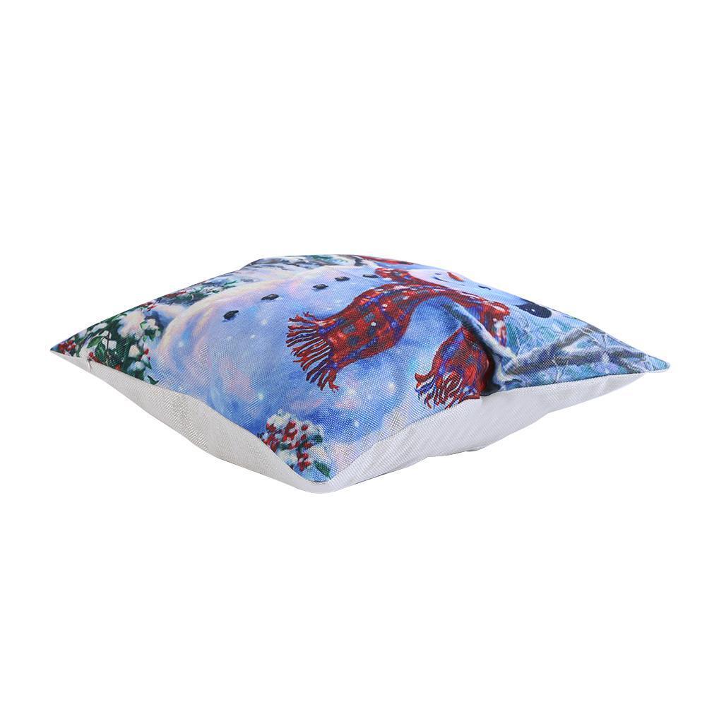 Christmas Snowman Cotton Linen Throw Pillow Case Cushion Home Sofa Decor(3)
