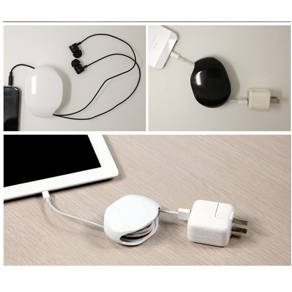 2Pcs Automatic Headphone  Retractable Wire Winder Holder Tool