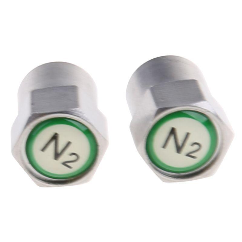 2Pcs/Set Chrome Car Auto TPMS Valve Stem Cap N2 Nitrogen Tire Insert Cover
