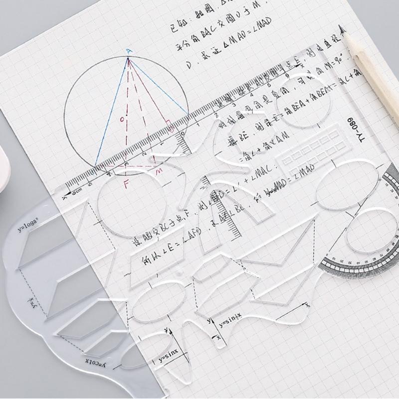 1 Pc Multifunctional Geometric Ruler 7.56x4.53in with Protractor for Geometry
