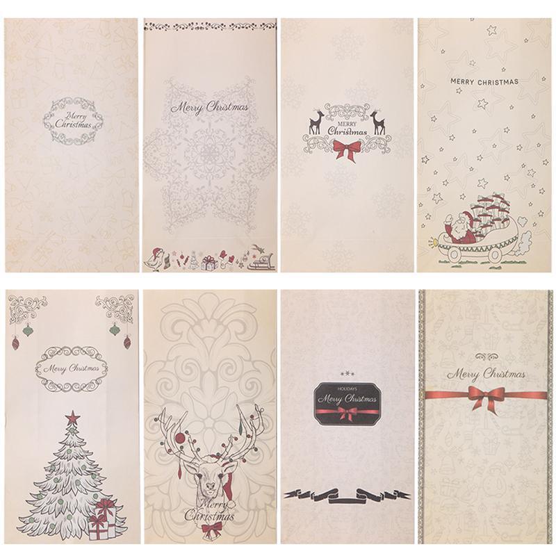 8 Pcs Kraft Paper Christmas Gift Cookie Biscuits Snack Bag Party Bowknot Wedding