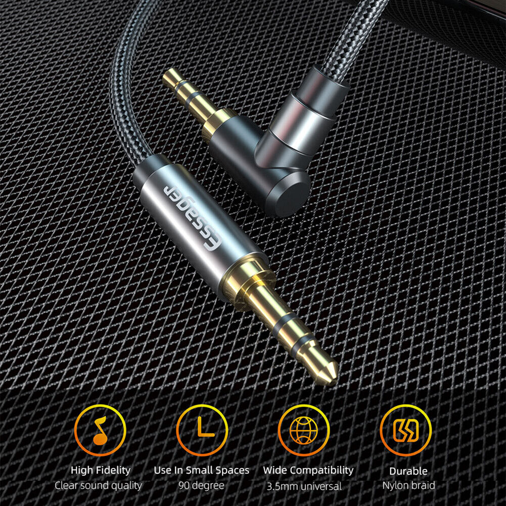 Essager 3.5mm Aux Jack Male to Male Audio Cable for Car Headphone (Black)