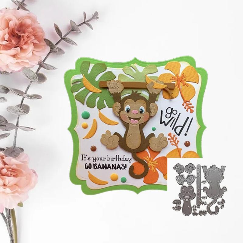 Cute Monkey Clear Stamps Carbon Steel Printing Cutting Die Mould