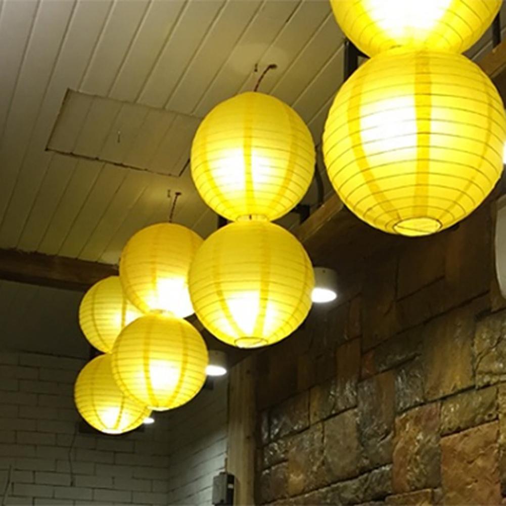 4 inch Round Chinese Paper Lantern DIY Paper Ball Lamp Party Decor (Yellow)