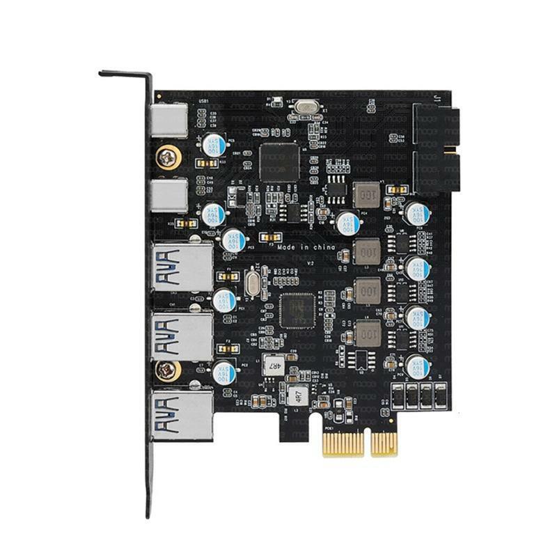 Pcie to Usb3.0 Type C Adapter Expansion Card 3xUSB + 2x Type C with 19Pin Power