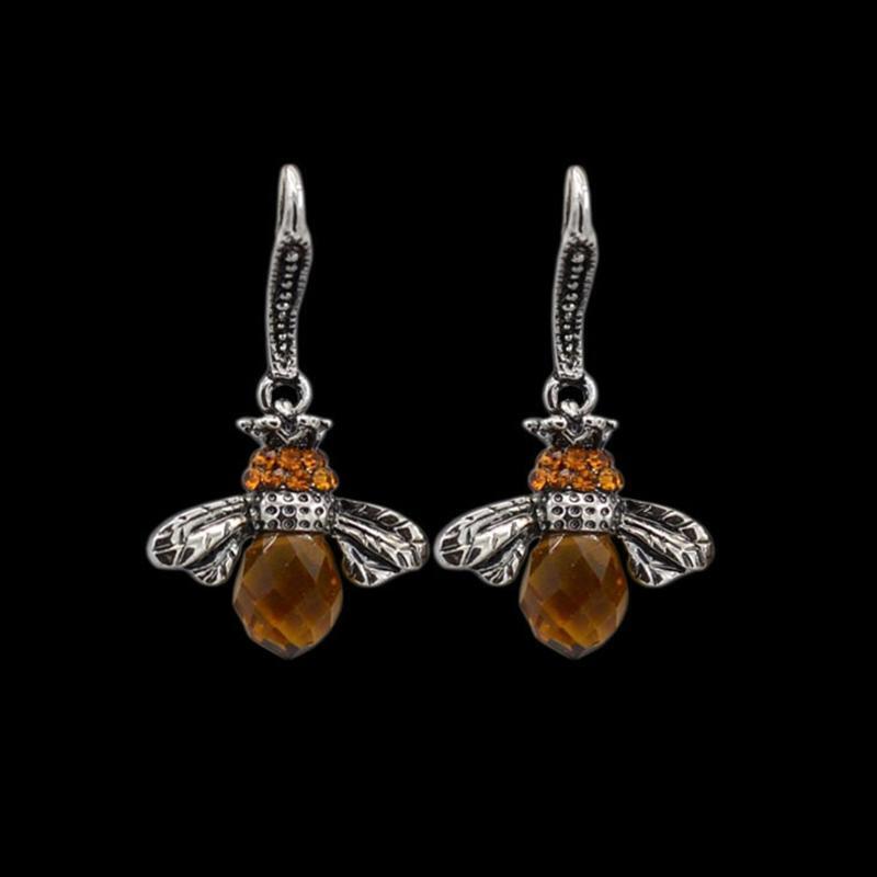Fashionable Bee Crystal Drop Dangle Earrings Animal Hook Earring Jewelry