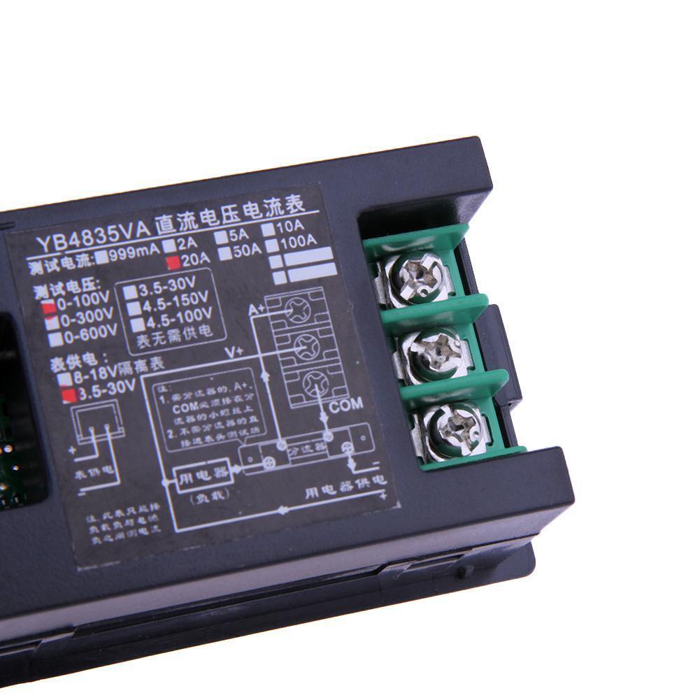 DC 0-100V Voltmeter 20A Ammeter Car LCD Digital Dual Display Monitor(Black)