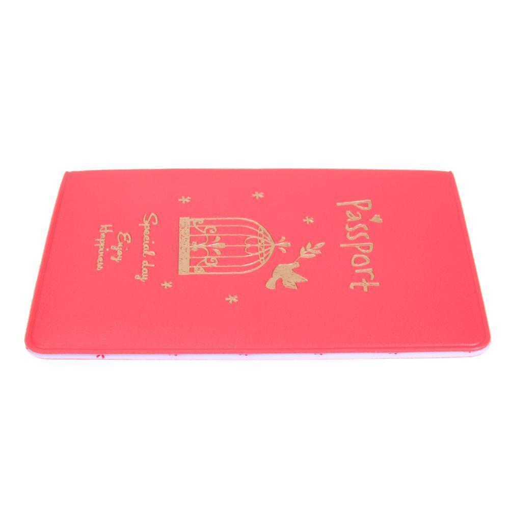 Simple Travel Passport Cover PU Multifunction Tickets Card Holder Case(Red)