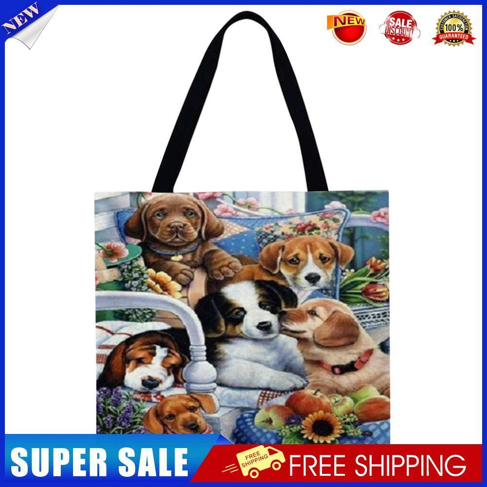 Dogs Printed Shoulder Shopping Bag Casual Large Tote Handbag (40*40cm)