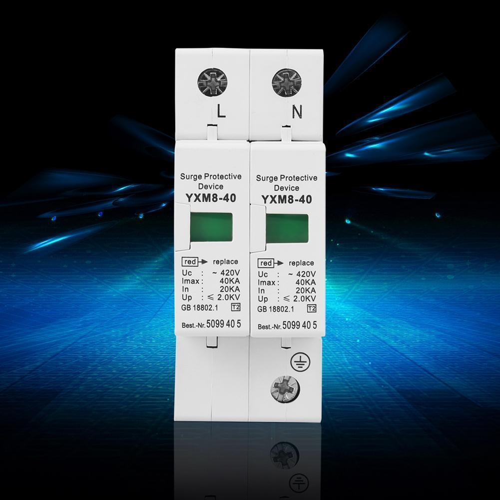 2 Poles SPD DC 420V 2P 20KA-40KA Low-voltage Arrester House Surge Protector