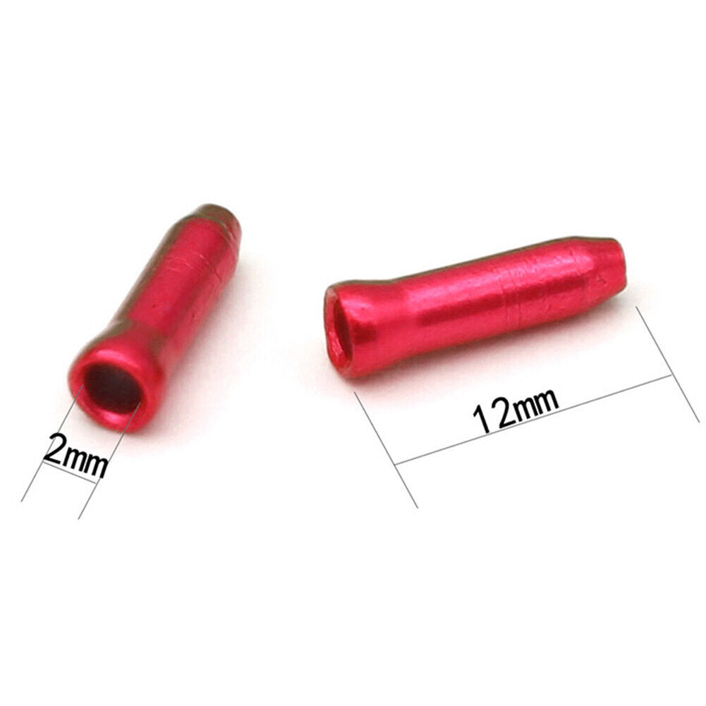 50pcs Bike Cable End Caps Aluminum Alloy Brake Shifter Cable Tips (Red)
