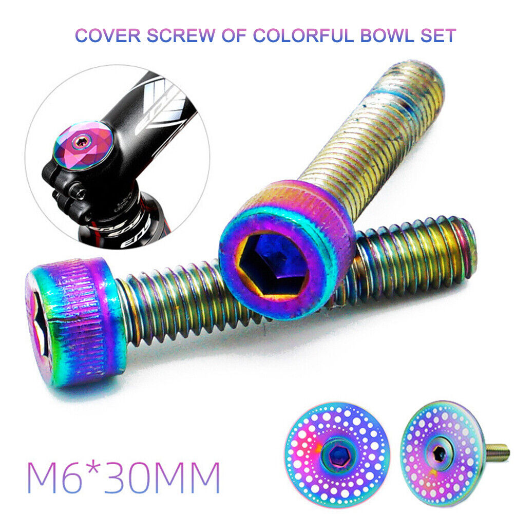 2pcs M6 Road Bike Bowl Cover Bicycle Stem Top Cap Screw for 30mm Fork Tube