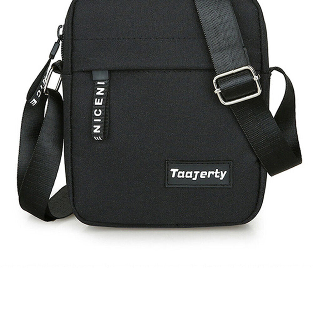 Men Outdoor Sports Nylon Shoulder Bag Male Casual Crossbody Bags (Black)