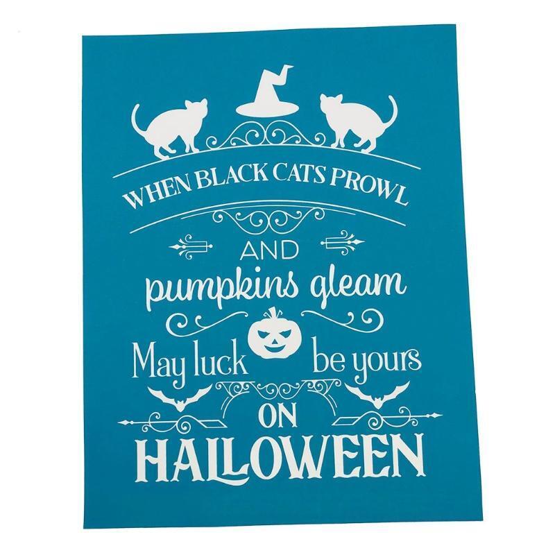 Halloween Self-Adhesive Silk Screen Printing Stencil Reusable Sign Stencils DIY