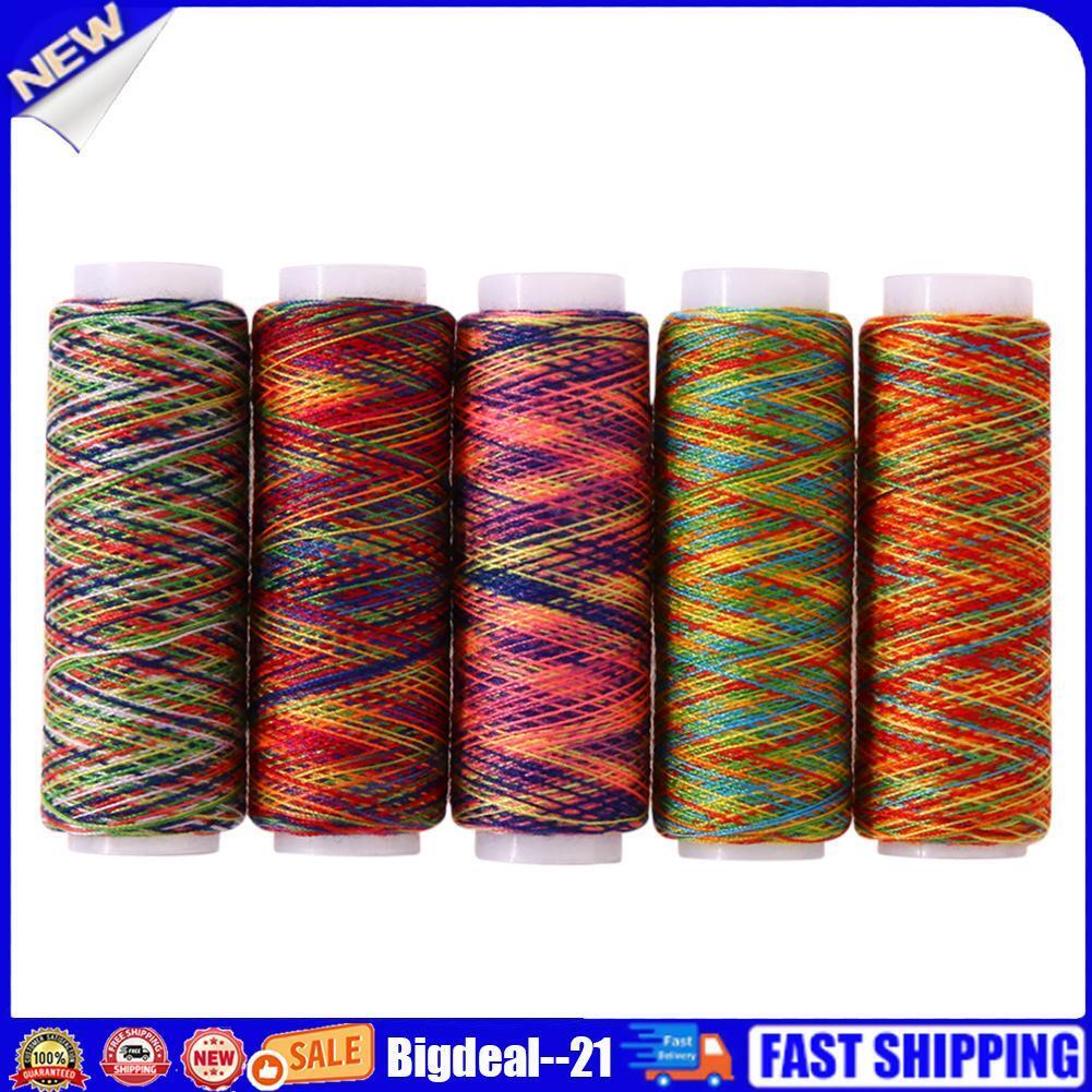 5pcs Rainbow Color Sewing Thread Hand Quilting Embroidery Sewing Thread