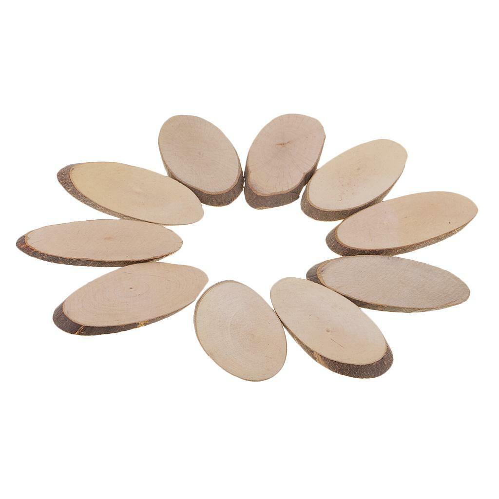 50pcs Oval Shapes Wood Log Slices Natural Tree Bark Decorative Embellishment