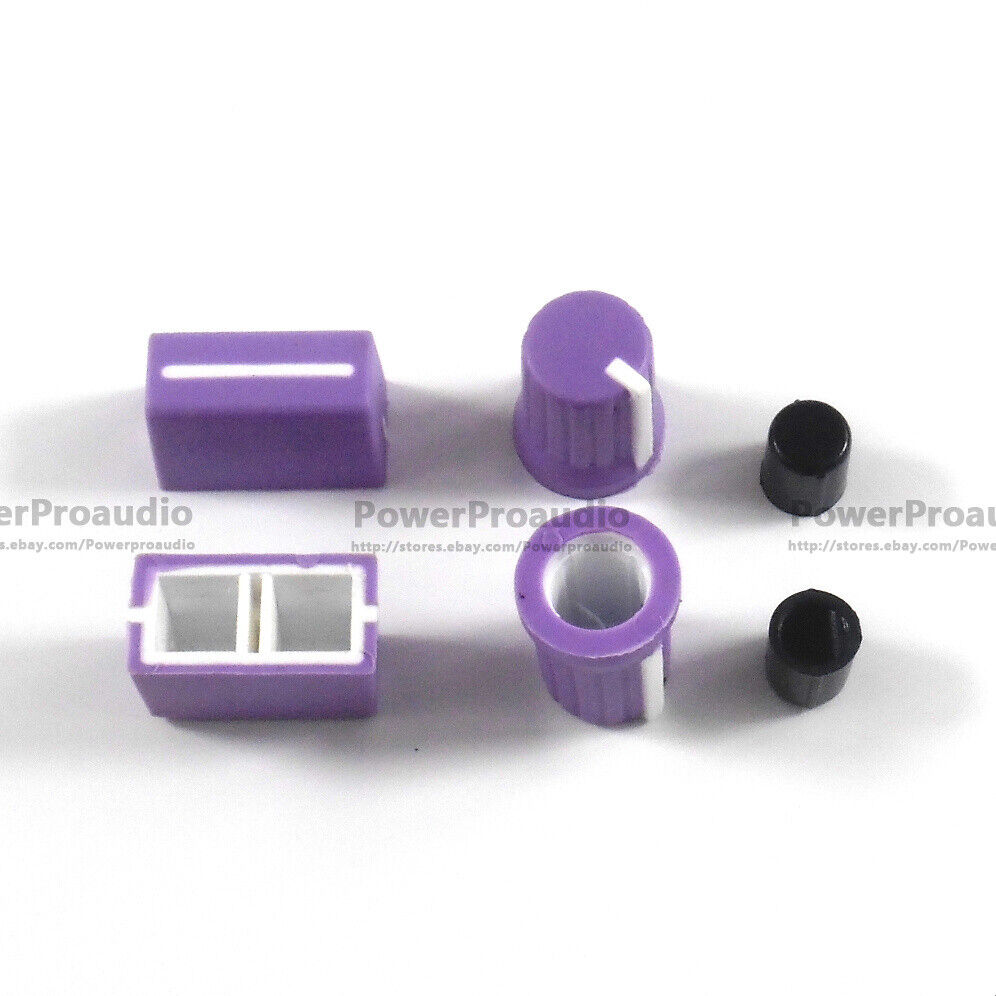 2PCS Rotary Knob+2PCS Fader Cap For Rane Mixer TTM 57 61 62 64 68 (Purple)