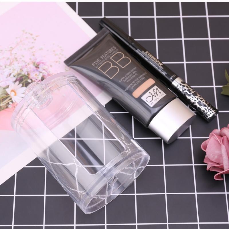 Transparent Plastic Organizer Box Round Container Storage Makeup Cotton Pad Swab