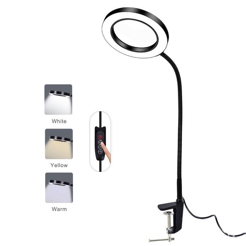 Magnifying Glass Desk Lamps 5X LED Magnifier Lamp with 3 Modes & 11 Dimming