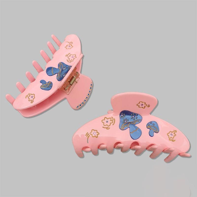 Women Girls Hair Claw Clips with Cartoon Mushroom Decors Women Hair Jaw Clamp