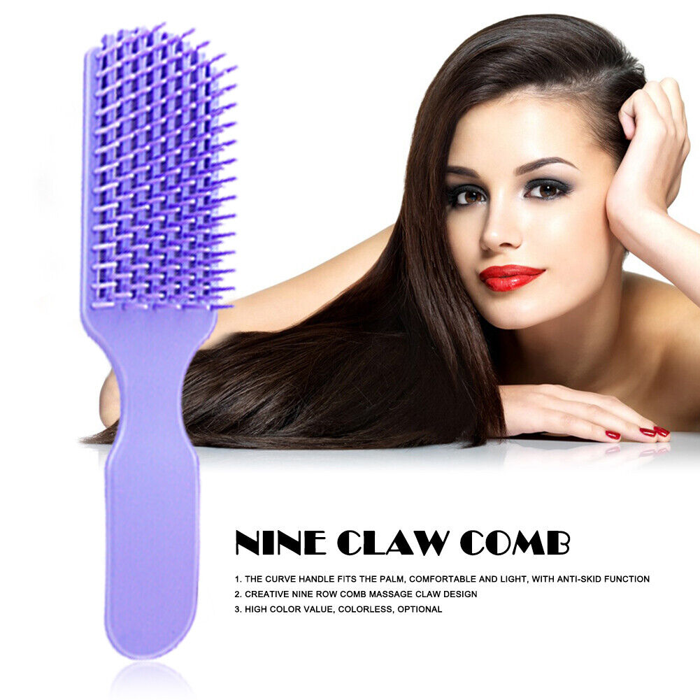 Nine Claw Comb Scalp Massage Brush Anti-static Hair Styling Comb (Violet)