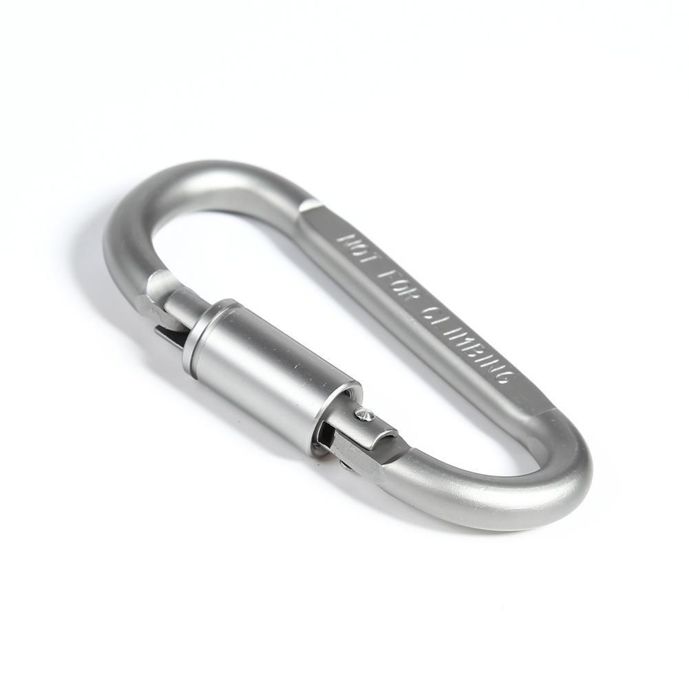 1pc Camping Climbing Carabiner 8cm D-shaped with Nut Hanging Buckle (Grey)