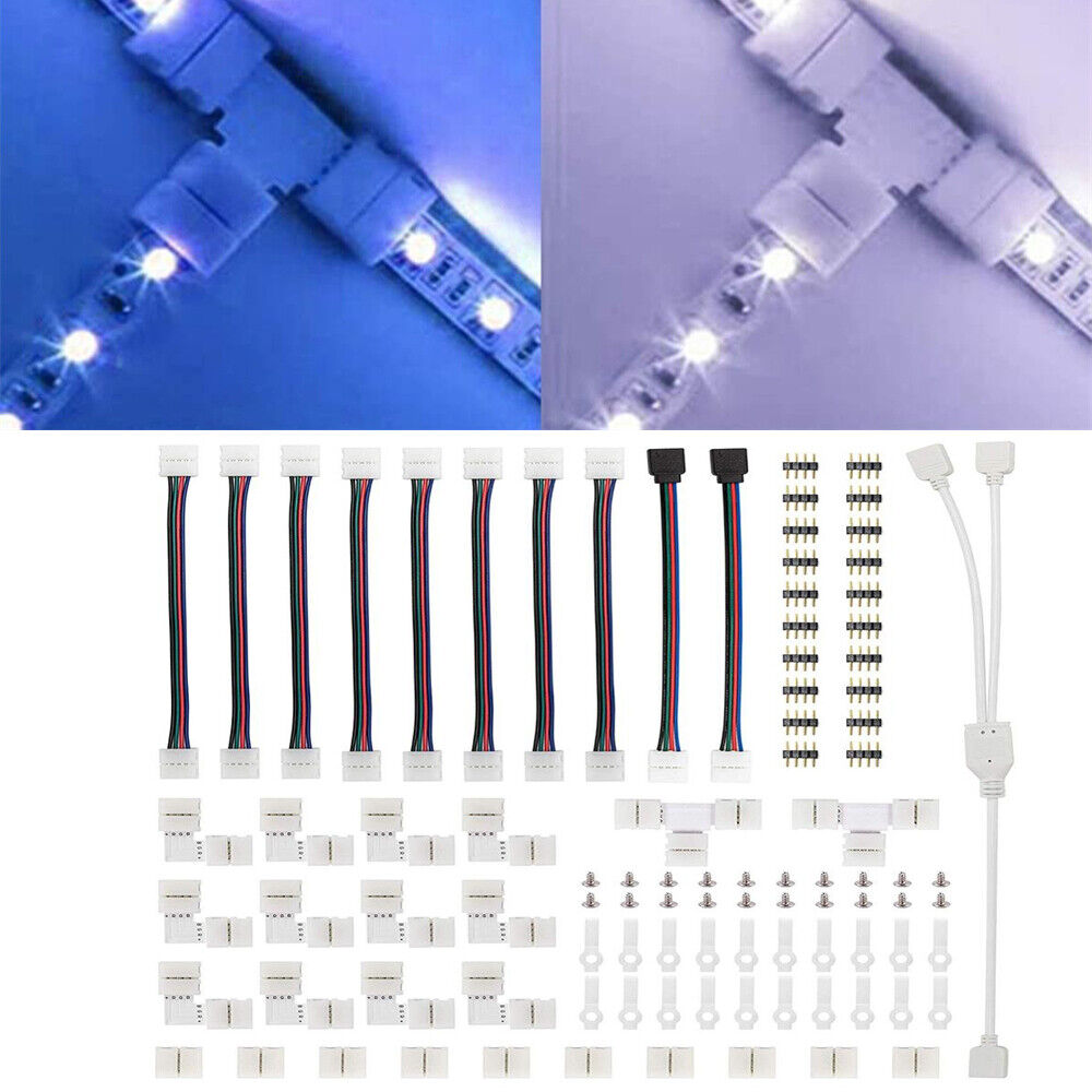 95Pcs 4Pin RGB 5050 LED Connector LED Strip Light Connectors Accessories Kit