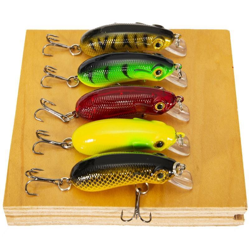 5Pcs/set Shallow Deep Diving Swimbaits w/ Treble Hooks, Life-Like Topwater Lures
