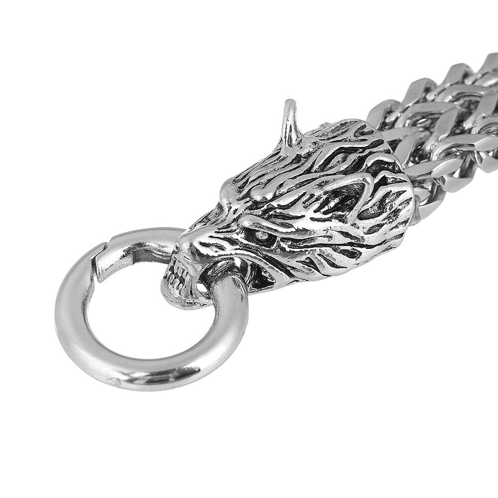 Clasp Fenrir Head Bracelet Viking Stainless Steel Bracelet Wolves Head Bangle
