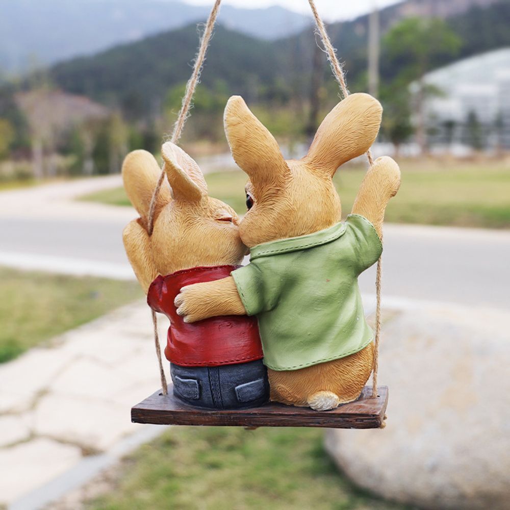 Sculptures Swing Rabbit Rabbit Statue Garden Decoration Household Ornament