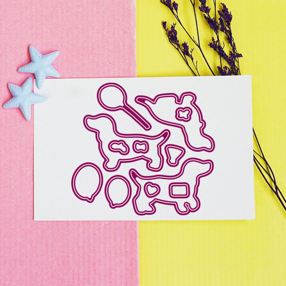 Paper Cut Card Dies Clear Silicone Seal Love Dog Happy Birthday Stencil (C)