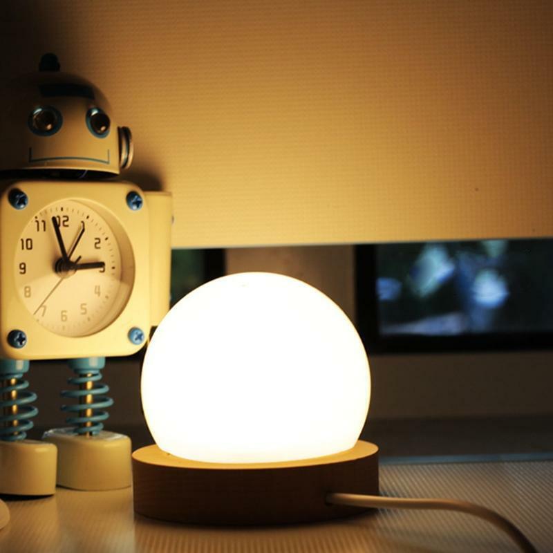 Simple Creative Warm Dimmer Night Light Desk Bedroom Decoration Ball Wooden Lamp