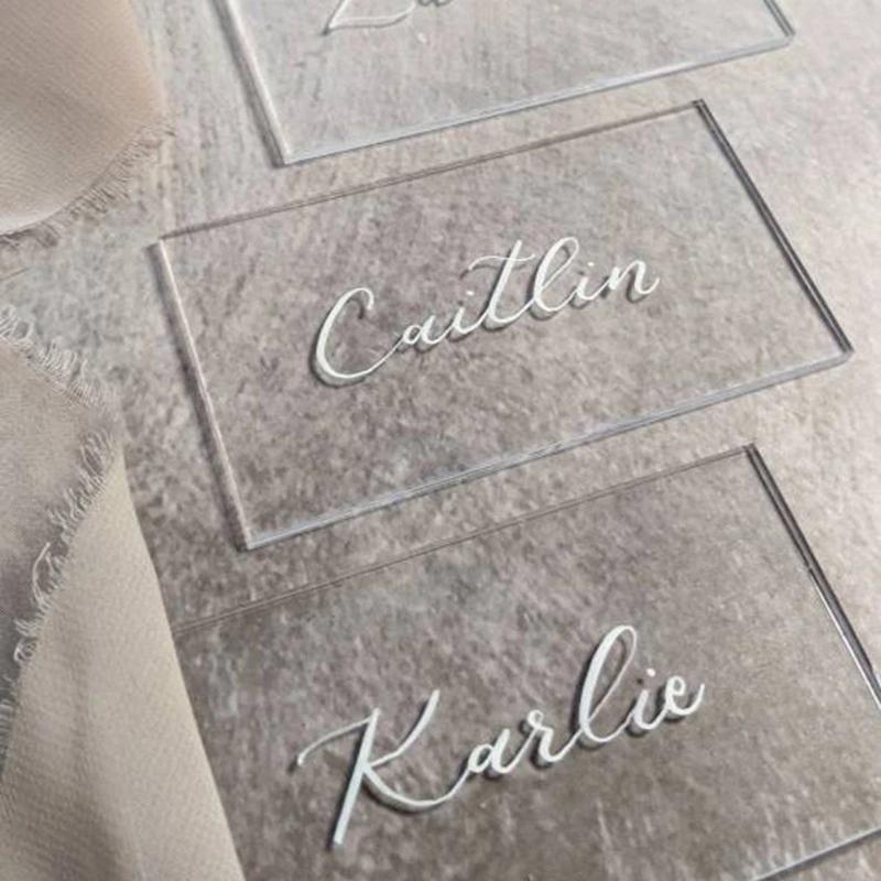Table Seating Name Cards Acrylic Plates Tiles for Wedding Banquet Dinner 10 Pack