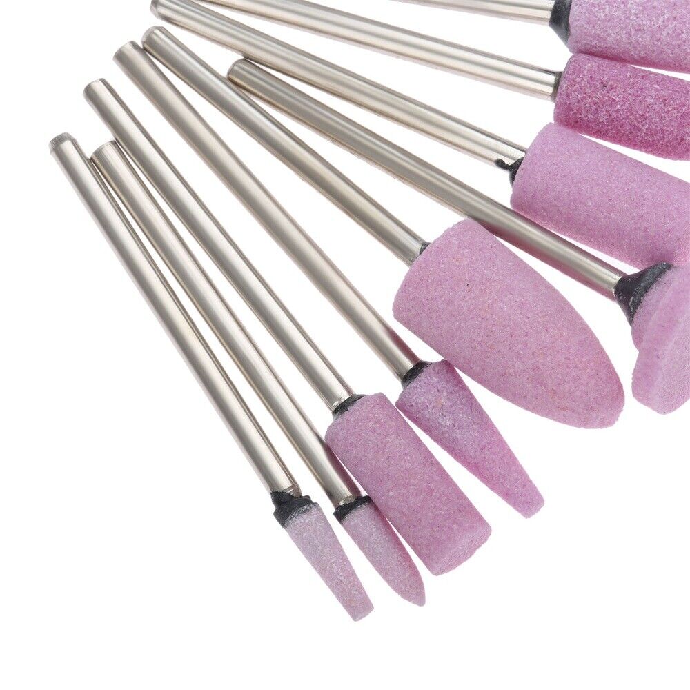 10x Red Corundum Abrasive Polishing Stone Grinding Rotary Tool Kit 2.35mm Shank