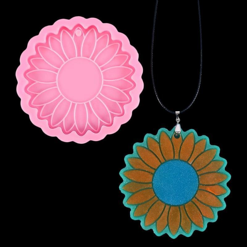 Sunflower Keychain UV Crystal Epoxy Mold Flower Shape Coaster Silicone Mould DIY