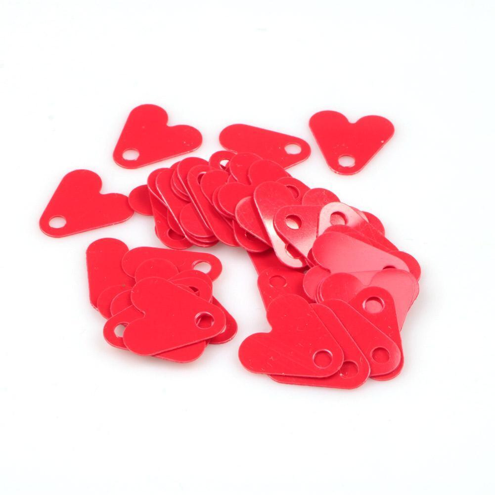 100pcs Plastic Fishtail for Spoon Fishing Lures Red Heart Sequins (22mm)