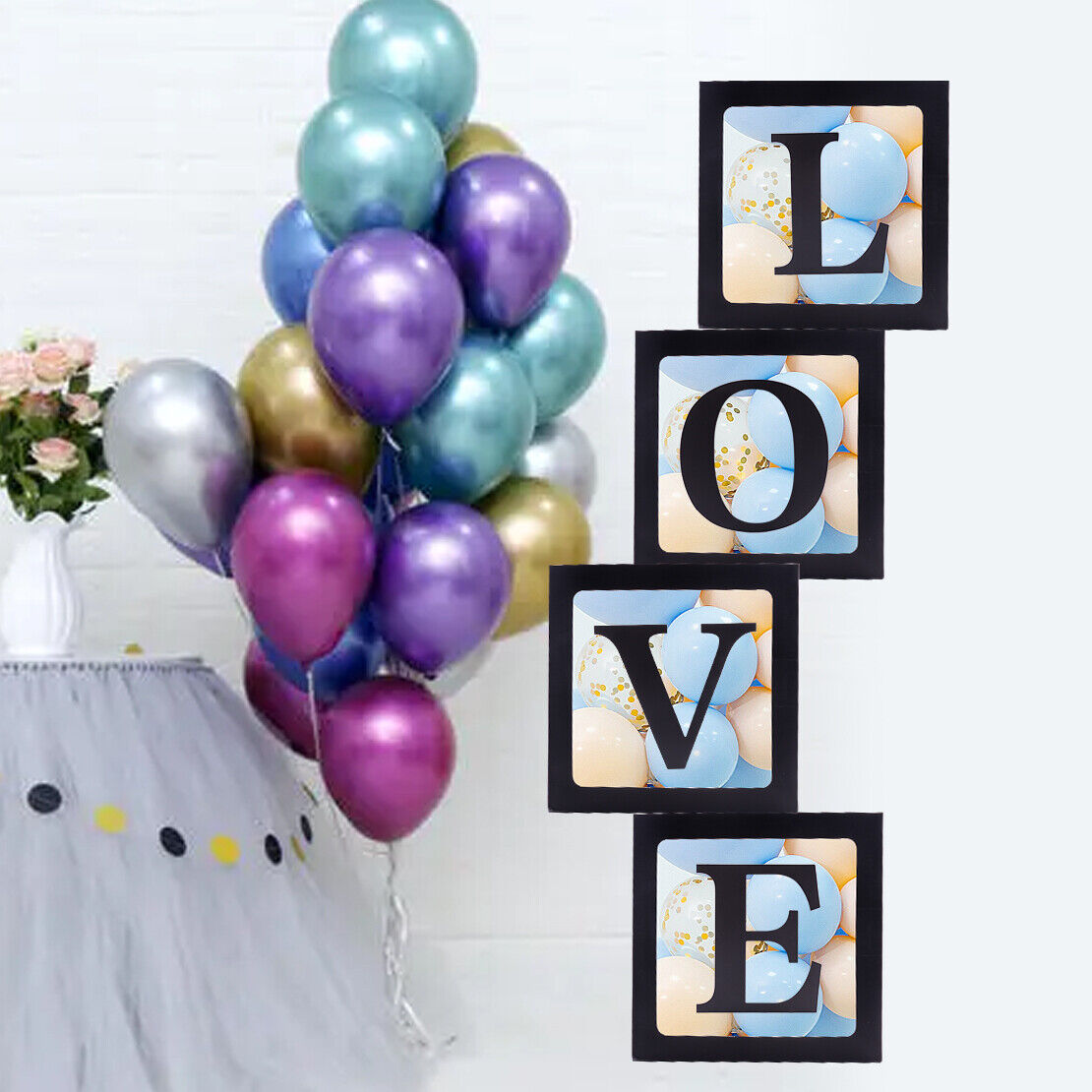 DIY Letter L O V E Cube Balloon Gift Boxes Baby Shower Birthday Party Decor