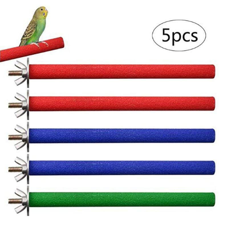 5Pcs Wooden Bird Perch Rough-surfaced Parrot Bird Cage Perch Stand for Grinding