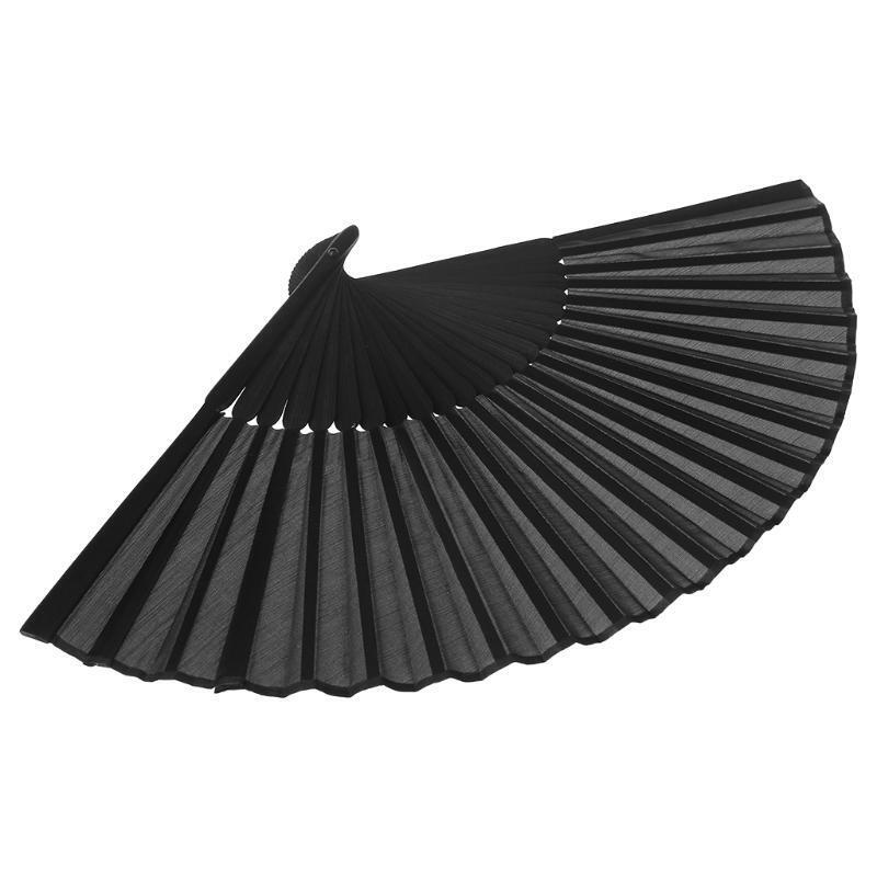 Chinese Style Black Folding Fan with Storage Bag Set Dance Performance Supplies