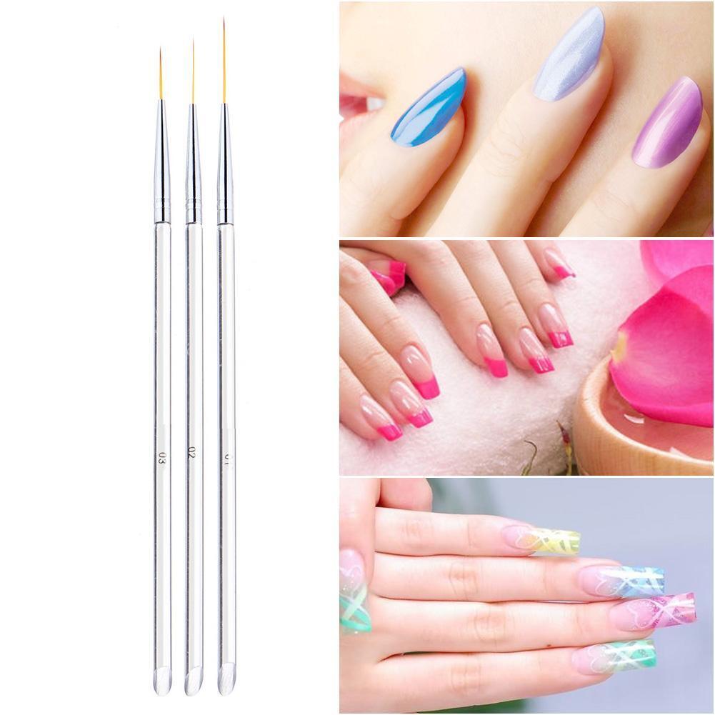 3pcs Transparent Rod Nail Art Pen Drawing UV Gel Pen Manicure Tools Set
