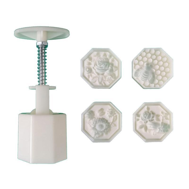 50g Mooncake Mold Press Safe Mooncake Moulds Flowers & Bee Shaped for Mid-Autumn
