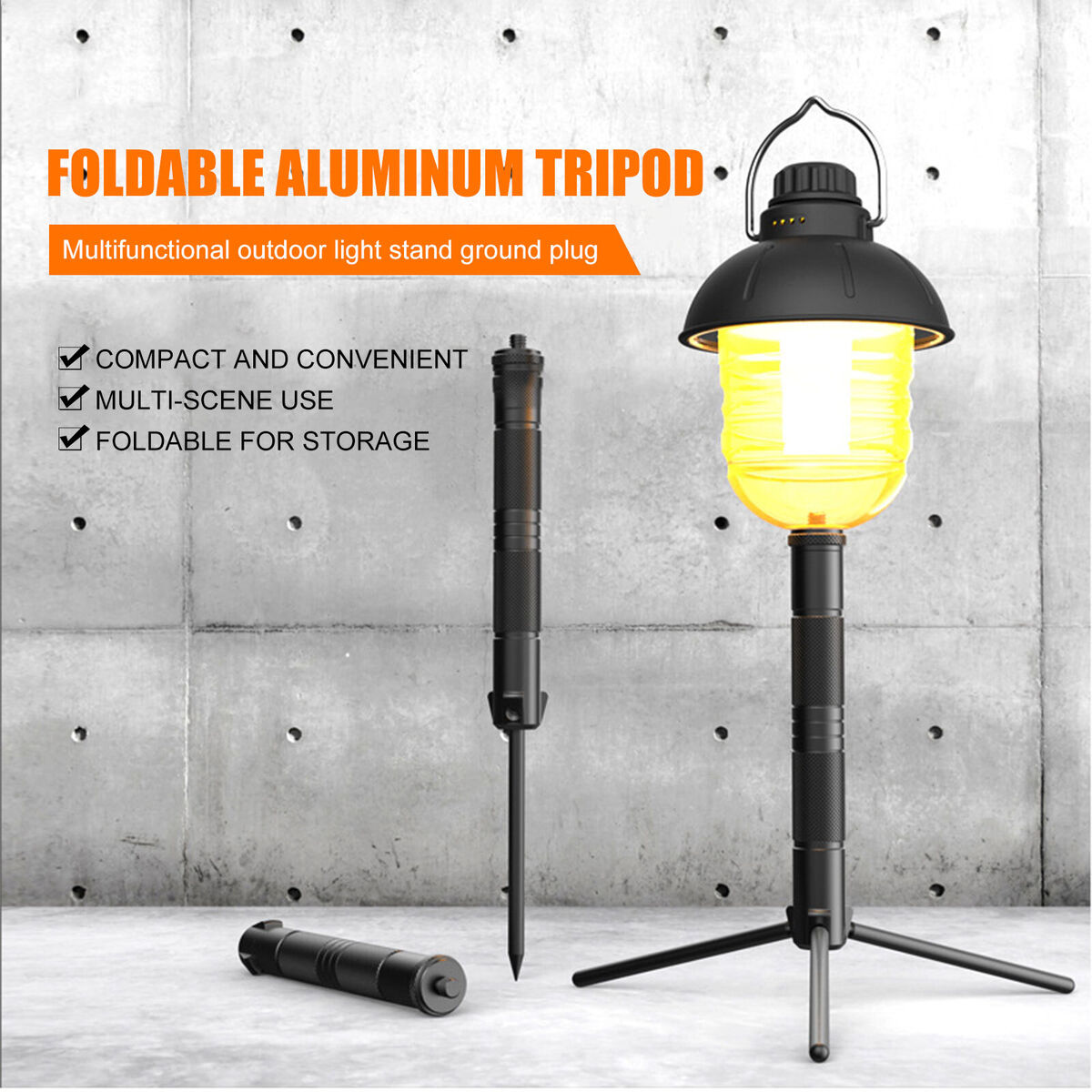 Outdoor Foldable Triangular Stable Support Equipped with Ground Spikes