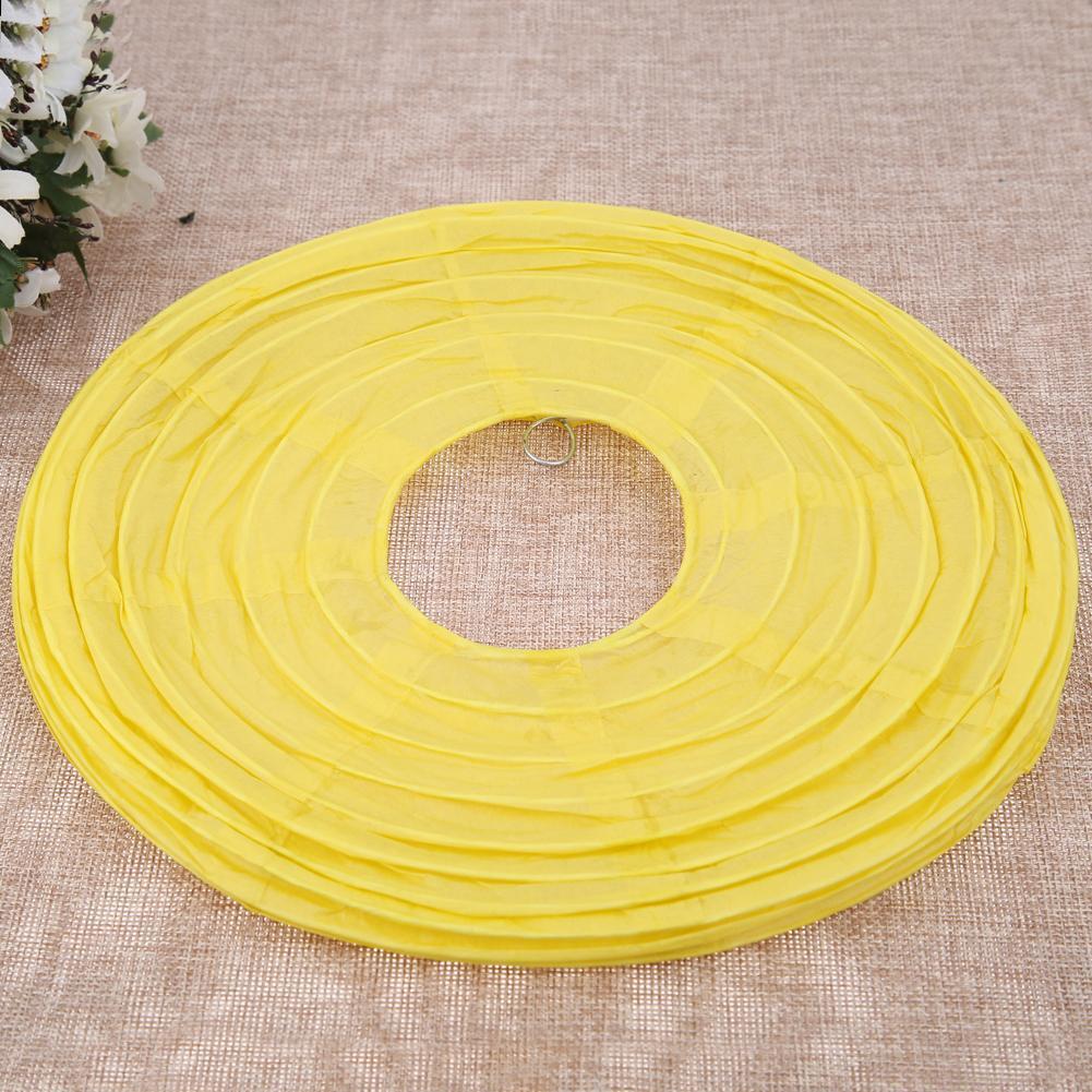 4 inch Round Chinese Paper Lantern DIY Paper Ball Lamp Party Decor (Yellow)