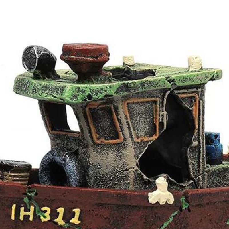 Fishing Boat Shipwreck Shelter Fish Tank Landscaping Ornament Simulation Crafts
