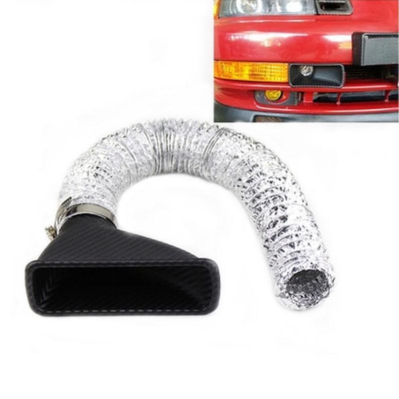 Air Cleaner Carbon Fiber Look Hose Turbo Cold Air Pipe Front Bumper Intake Tube